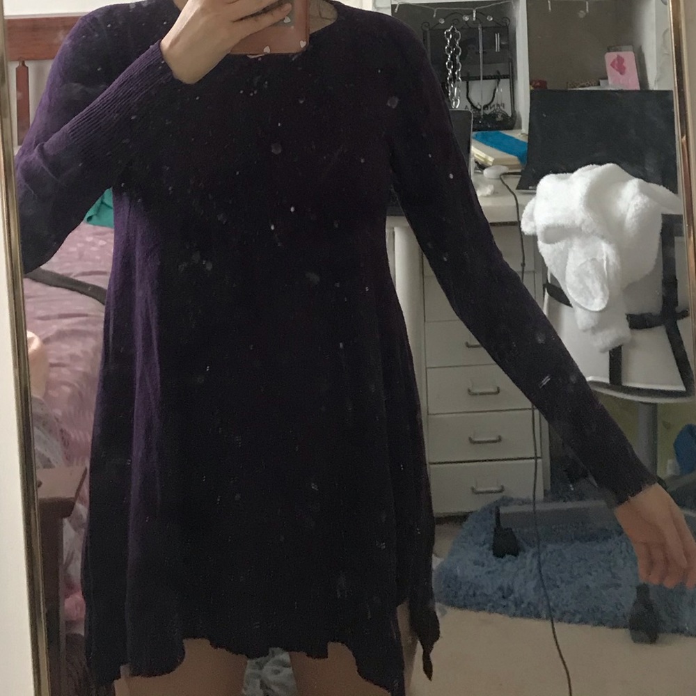 long dark purple sweater